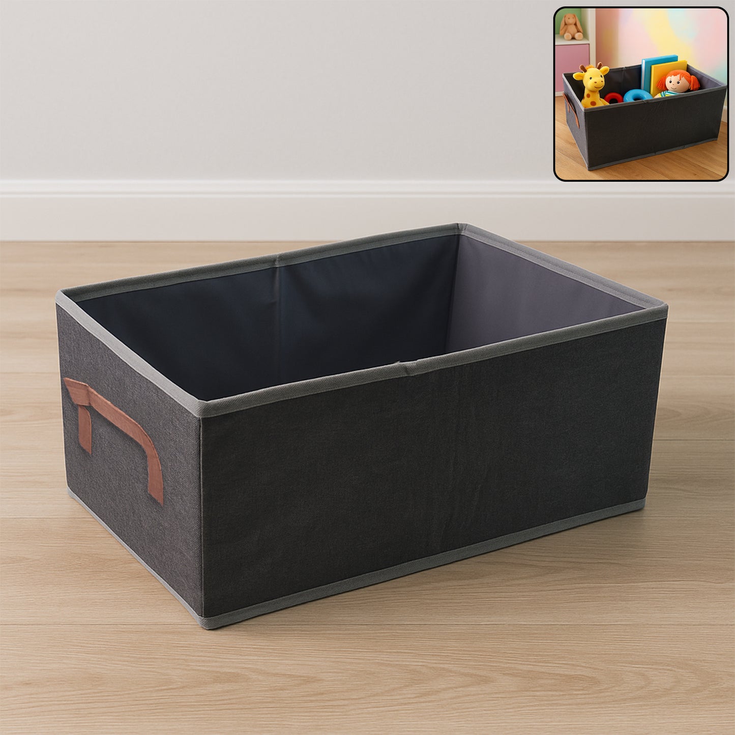 Foldable Rectangular Storage Box With Handle (46x28 Cm  1 Pc)