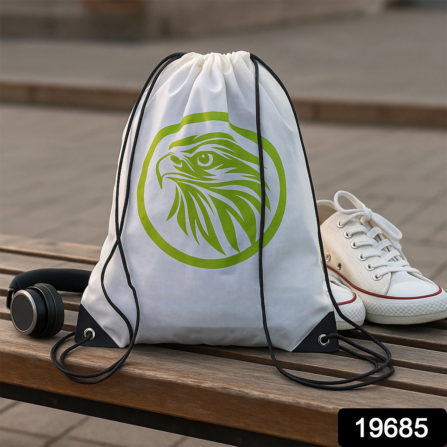 Multipurpose Drawstring Backpack With Printed Eagle Design (1 Pc)