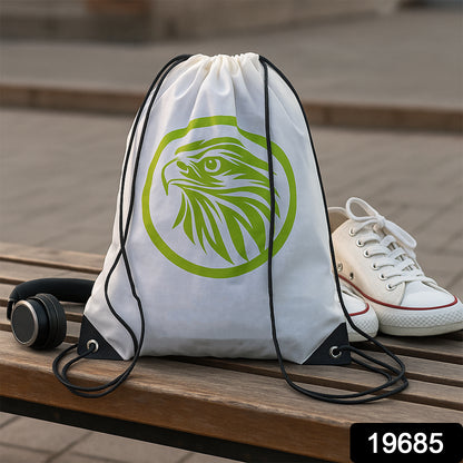 Multipurpose Drawstring Backpack With Printed Eagle Design (1 Pc)