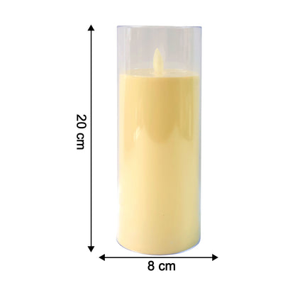 Led Flameless Candle Light With Realistic Flickering Flame Effect In Glass Cover (1 Pc)