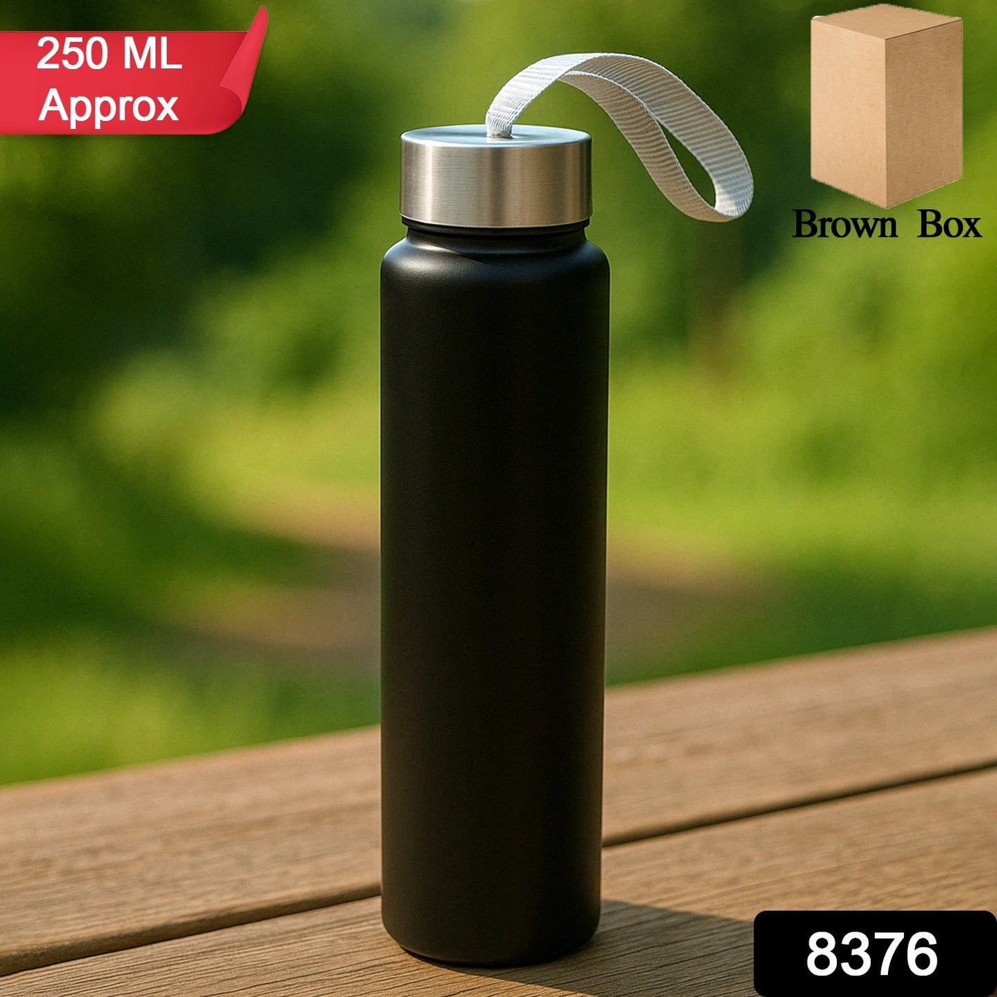 Portable Stainless Steel Water Bottle With Strap (Approx 250ml)