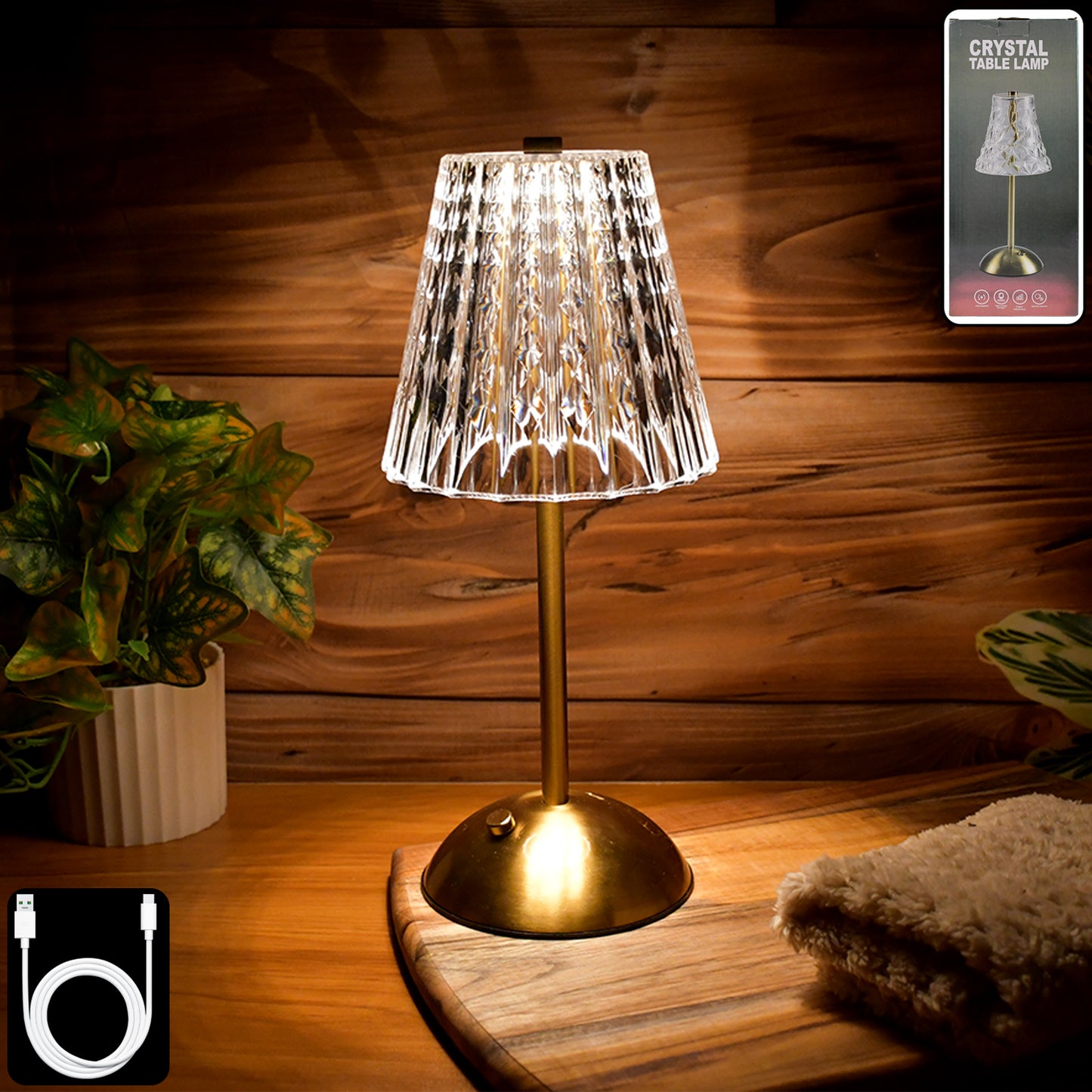 Premium Elegant Shade Crystal Table Lamp (1 Pc)
