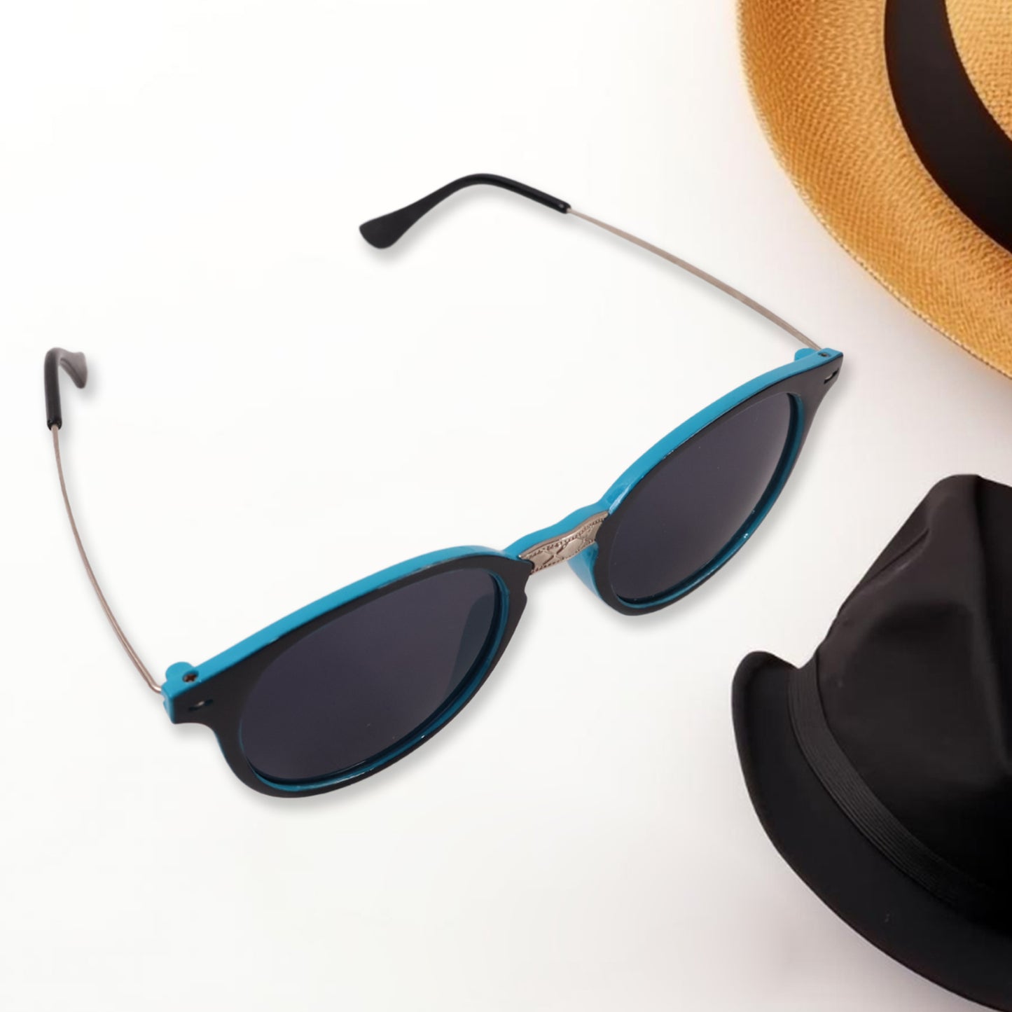 Sky Blue Uv Protected Round Sunglasses Classic Sunglasses For Men  Women Lightweight