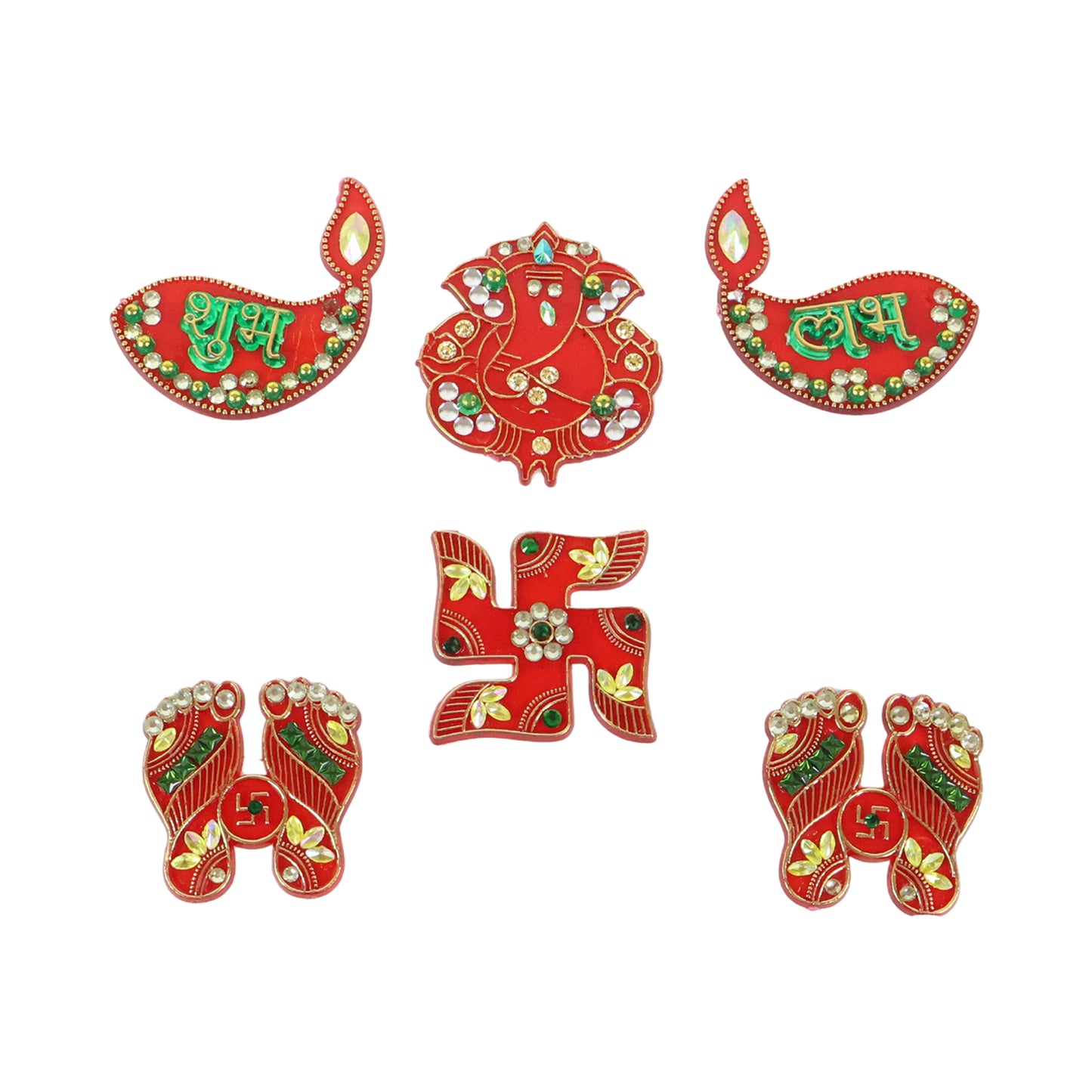 Traditional Decorative Shubh Labh Door Hanging (6 Pc  1 Set)