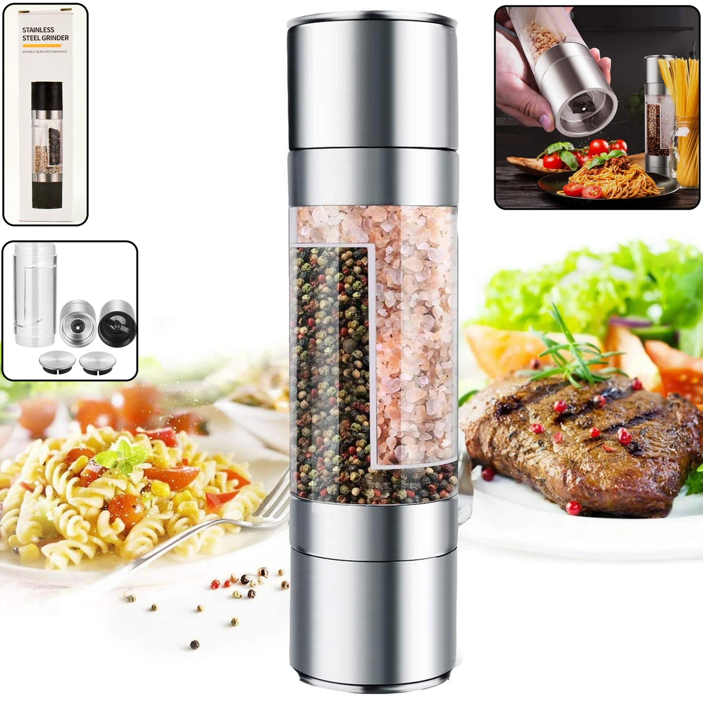 2-in-1 Stainless Steel Salt And Pepper Grinder