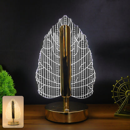 Elegant Plastic Led Table Lamp With Leaf Design Shade (1 Pc)