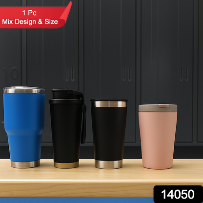 Premium Assorted Metal And Plastic Travel Mug Tumbler Cup (1 Pc  Mixed Design)