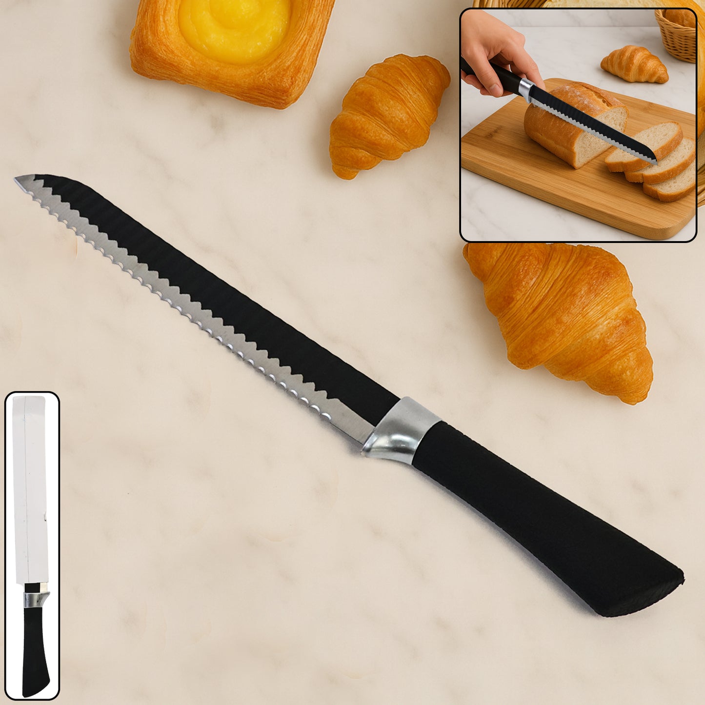 Premium 32 Cm Serrated Bread Knife With Ergonomic Handle