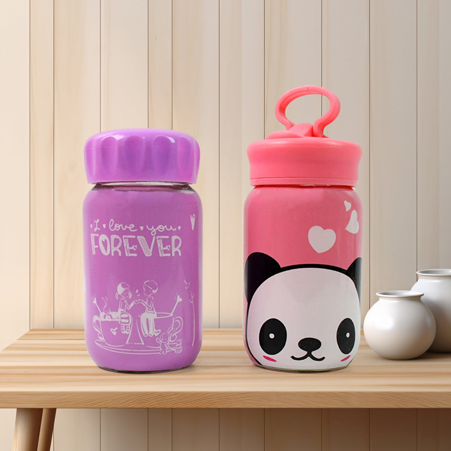 Outdoor Sport Glass Water Bottle (340 Ml  1 Pc  Mix Design)