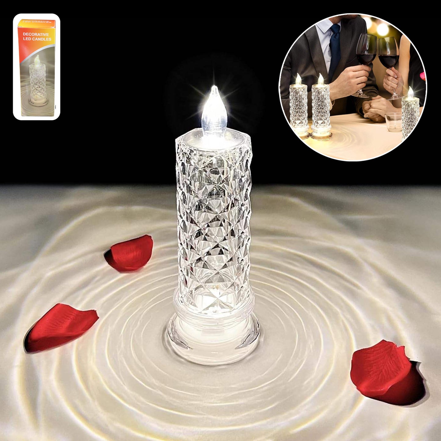 Decorative Led Crystal Candle Light (1 Pc)