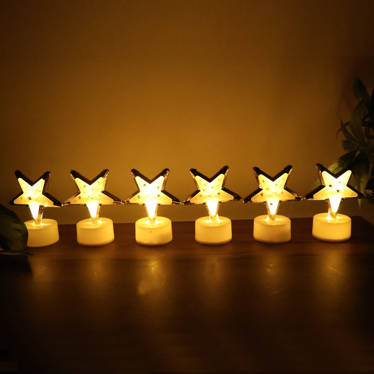 Decorative Star Shaped Flameless Led Candles (12 Pc)