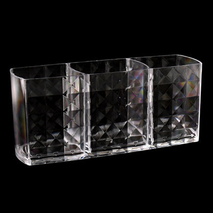 Elegant Crystal-effect 3-compartment Acrylic Makeup Brush Holder (1 Pc)