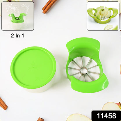 Apex Apple Cutter With Container  Unbreakable Abs Body  Stainless Steel Blades