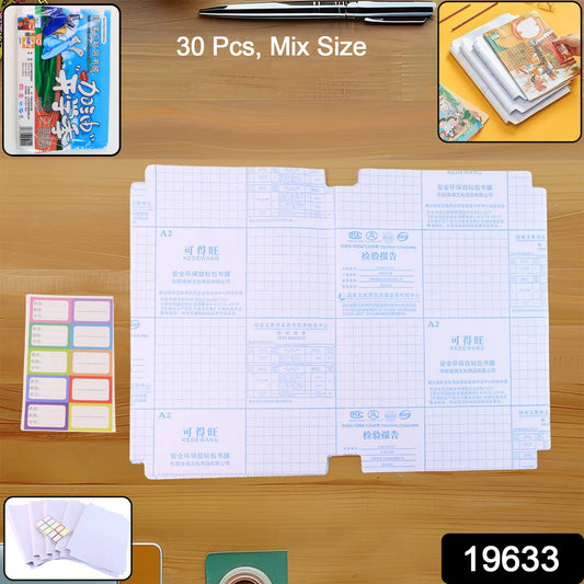 Premium Transparent Adhesive Book Cover Sheets (Mix Size  30 Pc)