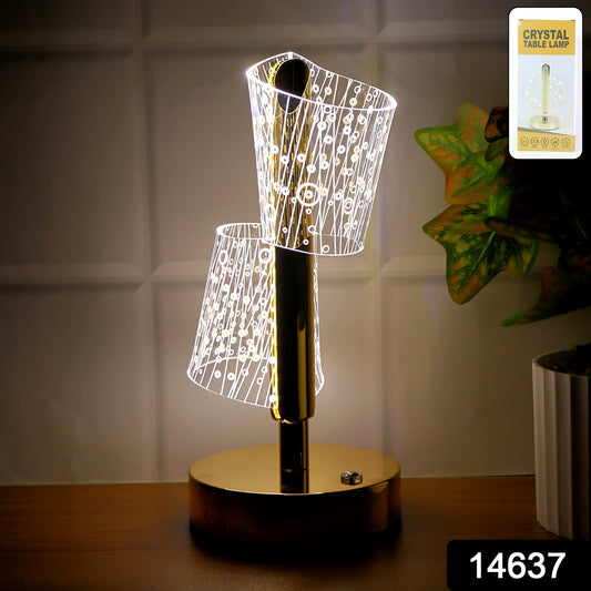 Luxury Crystal Led Double Shade Table Lamp (1 Pc)