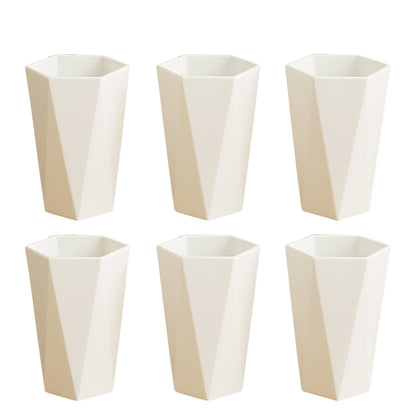 Hexagon Shape Plastic Drinking Glass Set (6 Pc)