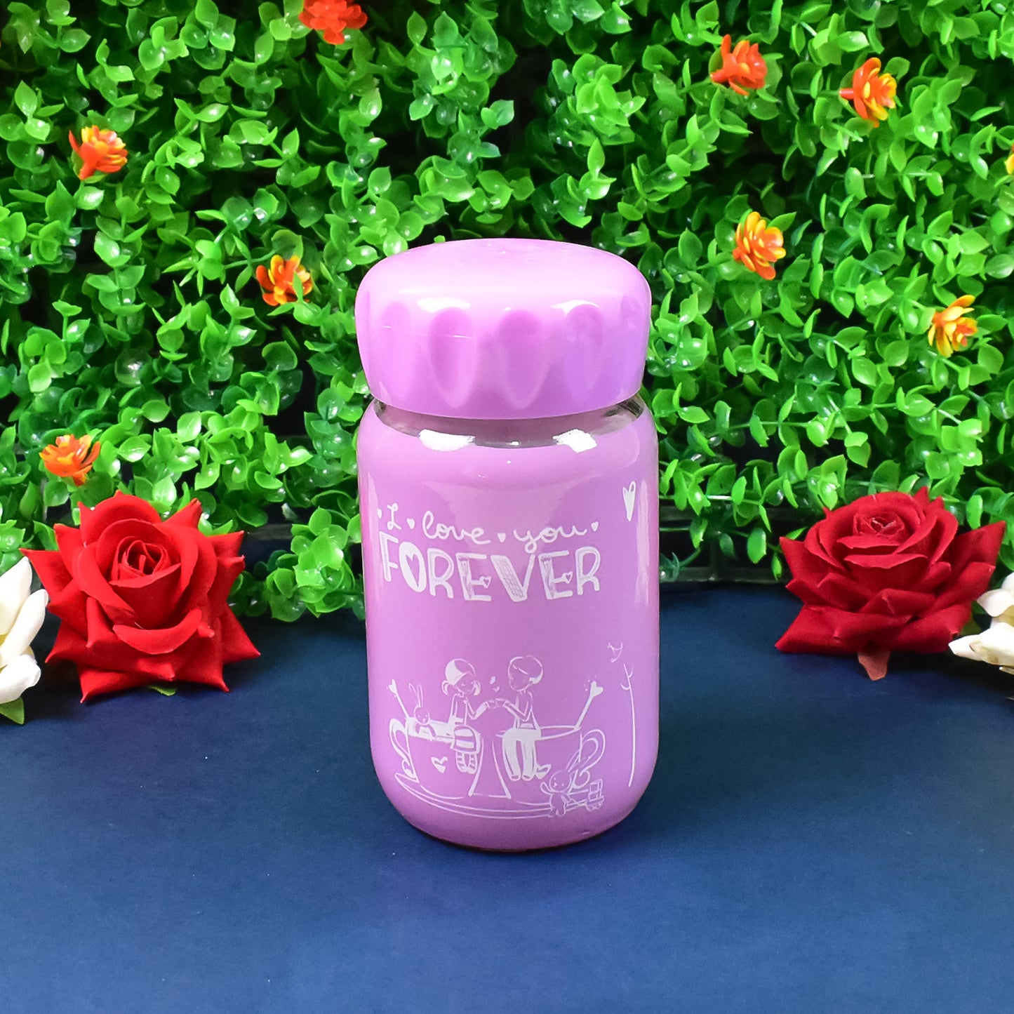 Outdoor Sport Glass Water Bottle (340 Ml  1 Pc  Mix Design)