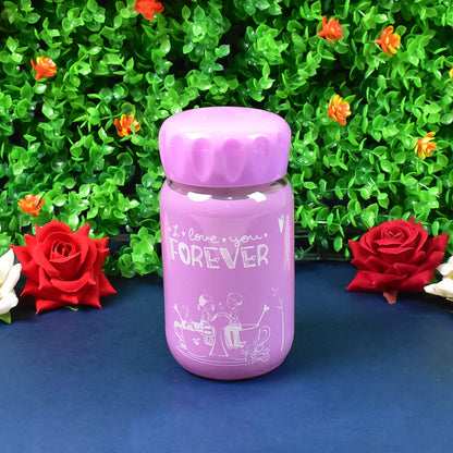 Outdoor Sport Glass Water Bottle (340 Ml  1 Pc  Mix Design)