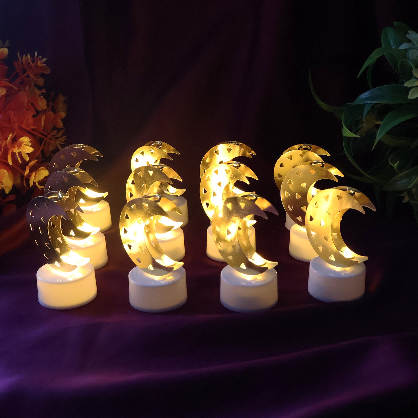 Decorative Moon Shaped Flameless Led Candles (12 Pc)