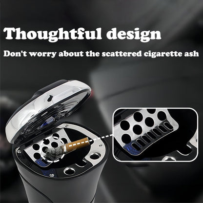 Solar Powered Led Car Ashtray With Flip Lid (1 Pc)