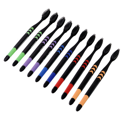 Soft Toothbrush With Plastic Round Box For Men And Women Kids Adultsplastic Toothbrush (10 Pcs Set)