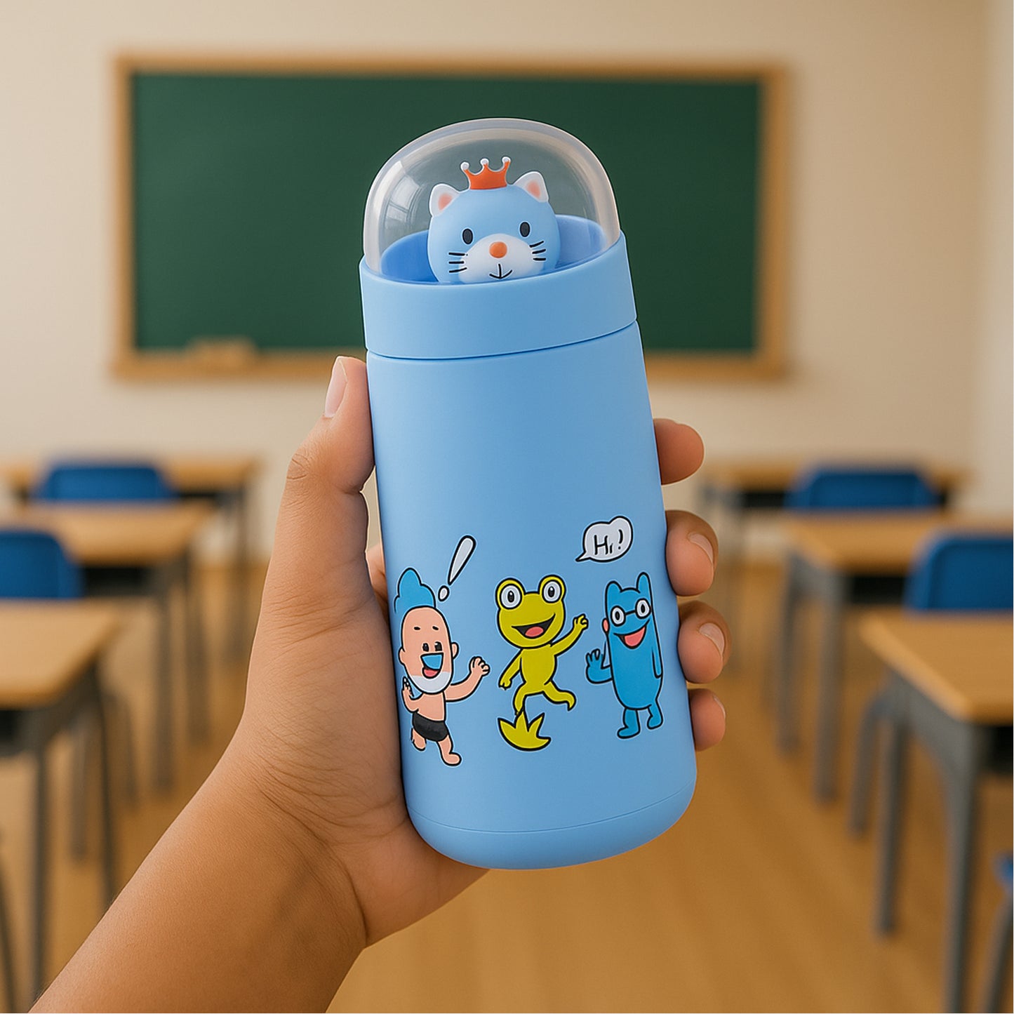 Double Wall Cartoon Glass Water Bottle 350ml (1 Pc)