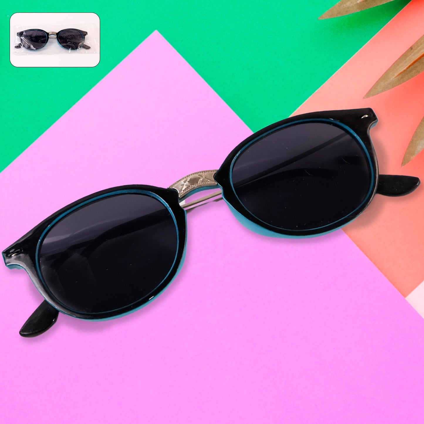 Sky Blue Uv Protected Round Sunglasses Classic Sunglasses For Men  Women Lightweight